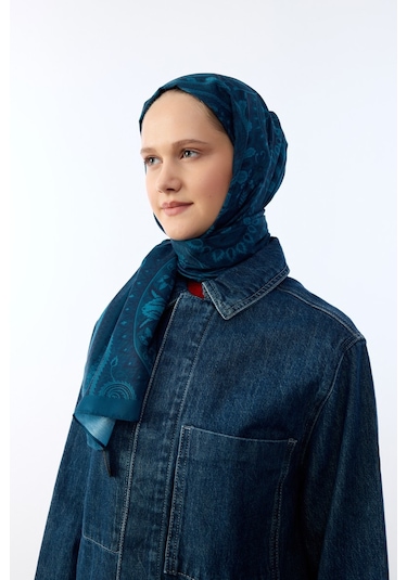 Mirsoy Scarf Mirayze Etnik Desen Şal Turkuaz