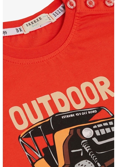 Breeze Erkek Çocuk Şort Takım Macera Temalı Araba Baskılı 1.5-5 Yaş, Narçiçeği-narçiçeği Narçiçeği