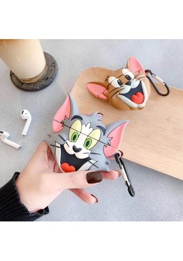 Iphone 1/2. Nesil Uyumlu Koruyucu Bluetooth Kulaklık Kılıfı Tom Figürlü Tom Airpods 1/2. Nesil