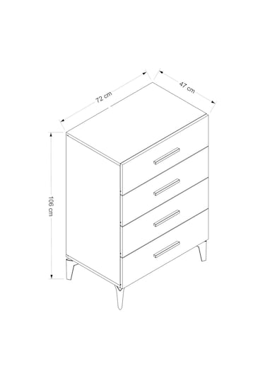 Kale Ayaklı Şifonyer 4ç - Beyaz