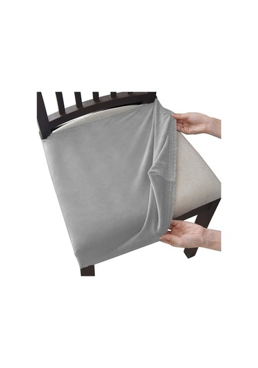 Açık Gri Kadife Sandalye Koltuk Kapakları Çıkarılabilir Yıkanabilir Anti-toz Streç Spandex Yemek Odası Döşemeli Sandalye Koltuk Slipcovers