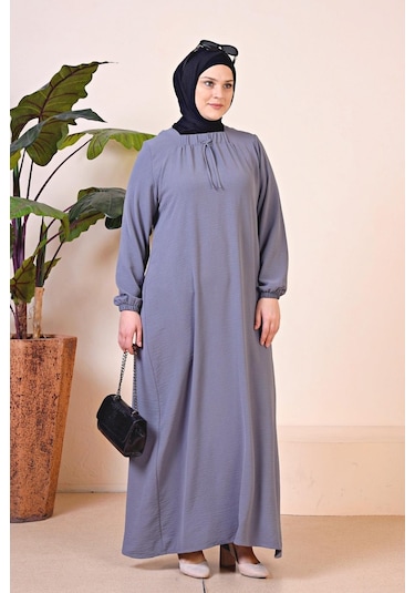 Kadin Buyuk Beden Ayrobin Uzun Anne Elbise 001