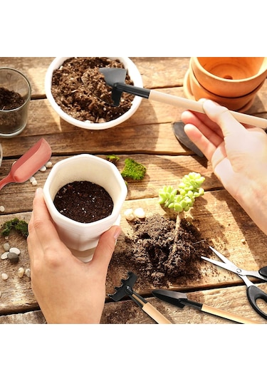 Mufunye 13 Adet Mini Bahçe Dikim Alet Seti Sukulentler Ayıklama Kazma Dikim Nakil Minyatür Peri Bahçesi Kaktüs Bonsai Dikim Bahçecilik El Aletleri
