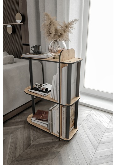 Dekoratif Yan Sehpa Meşe Meşe