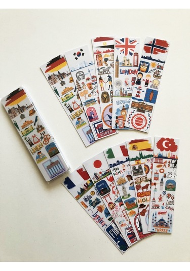 10 Adet Ülkeler Kitap Ayracı 40x145 Mm