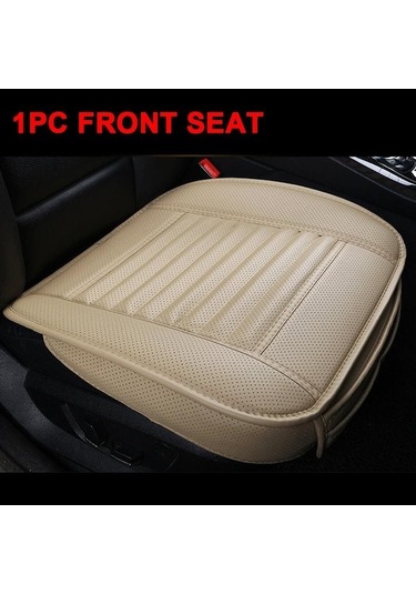 Bej Seametal Araba Koltuğu Kapağı Dört Mevsim İç Ön Koltuk Minderi Suni Deri Nefes Sandalye Koruyucu Mat 1pc Front Seat