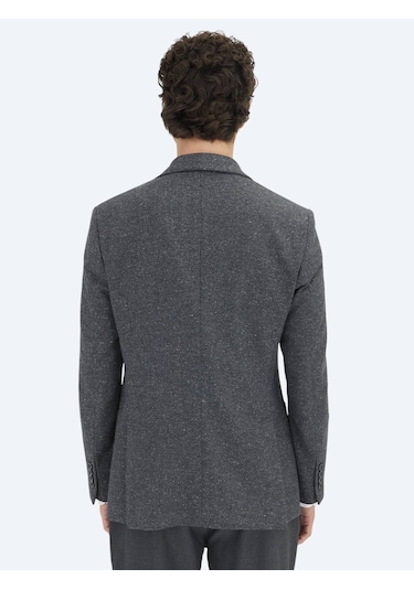 Kip Gri Mikro Modern Fit %100 Yün Ceket Gri