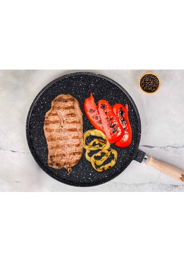 Meşeler Granit Döküm Çok Amaçlı Tava 35 CM Siyah