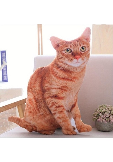 Lemestar Sevimli 3d Kedi Şekilli Yumuşak Yastık - Rahat Uyku Ve Dekor İçin Mükemmel Kahverengi