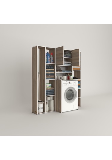 Kenzlife Çamaşır Makinesi Dolabı Hayzummega Crd 180 156 55 Banyo Kiler Çift Kapaklı Arkalıklı Çok Renkli