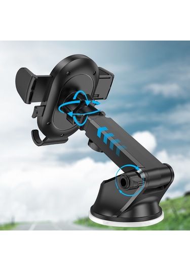 Go Des Gd-hd353 360 Derece Dönebilen Vakumlu Tasarım Araç İçi Telefon Tutucu Siyah Siyah