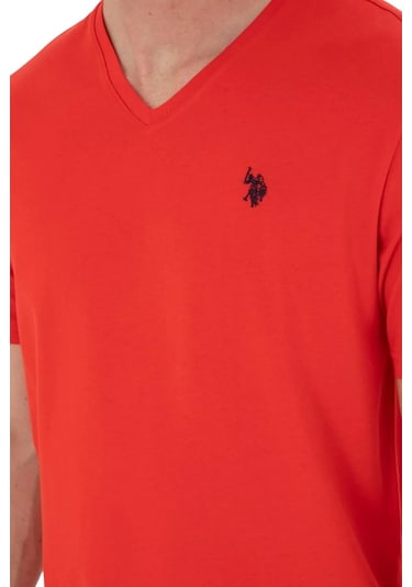 U.S. Polo Assn. Erkek V Yaka T-shirt Kırmızı