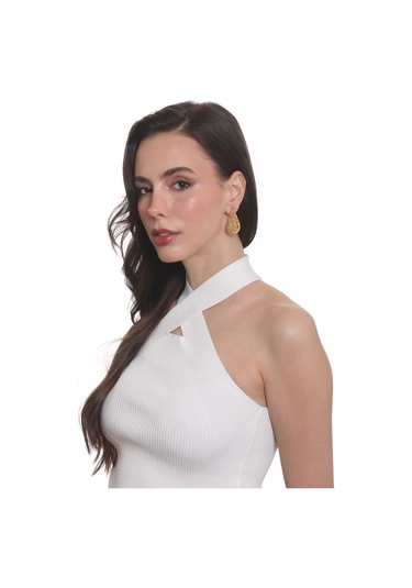 Labalaba Kadın Telkari Görünümlü Çiçek Motifli Çivili Model Damla Formlu Küpe - Altın Altın