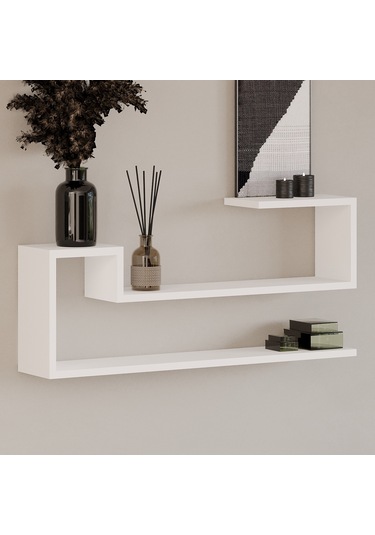 Ravi Dekoratif Duvar Rafı, Modern Kitaplık Ve Raf Ünitesi Beyaz