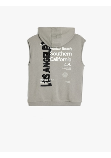 Koton Kapşonlu Yelek Cep Detaylı Fermuar Kapamalı Gri 5wkb30016tk Gri