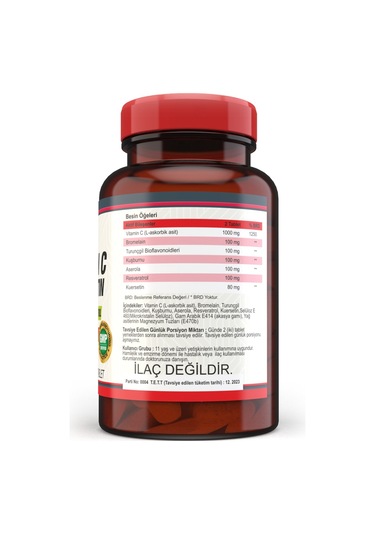 Nevfix Vitamin C Bromelian Quercetin 120 Tablet X 3 Kutu 360 Tab