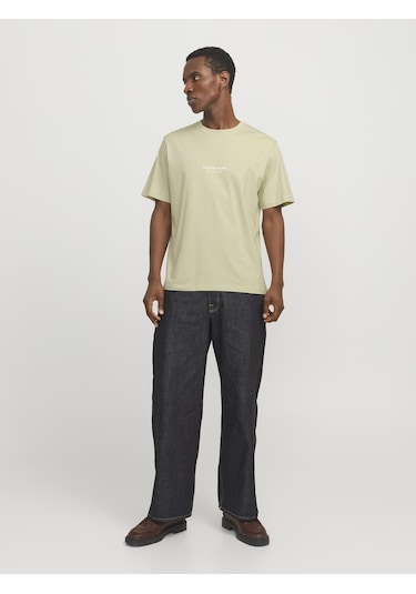 Jack & Jones Erkek Kabartma Logo Baskili Tisört - Vesterbro - 12240121 Celadon Tint