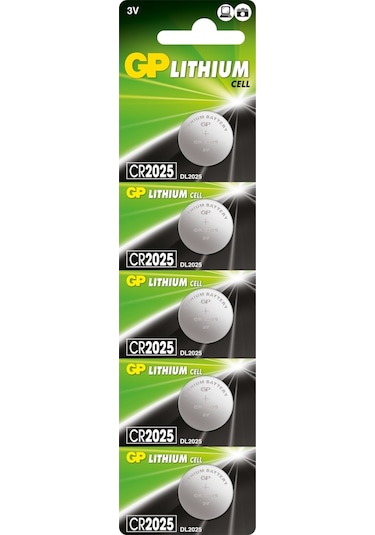 GP CR2025 3V Lityum Blister Düğme Pil 5'li