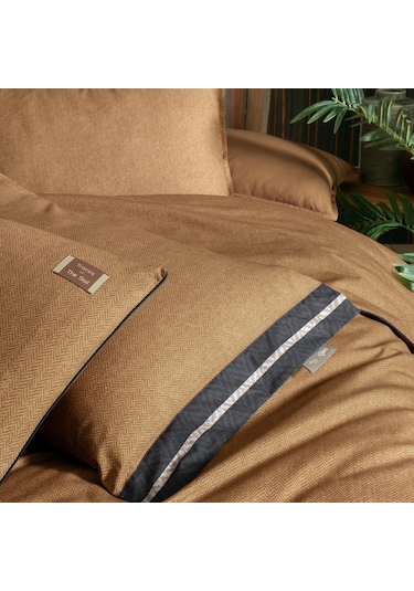 Sarev Loamy Kıng Sıze Battal Boy %100 Pamuk Çift Taraflı Nevresim Takımı Taba Taba