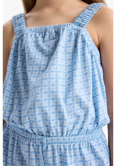 Defacto Kız Çocuk Desenli Askılı Tulum B4814a825hsbe551 Mavi
