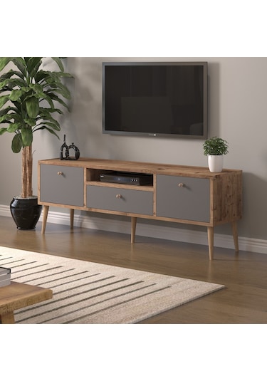 Mbes Mobilya Beyza Ahşap Ayaklı 140 Cm Atlantik -atrasit Tv Sehb