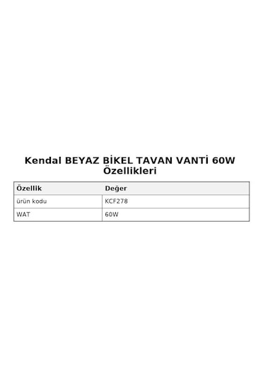 Kendal Beyaz Bikel Tavan Vanti 60w 30"beyaz Nikel Tavan Vantilatör - Nikel
