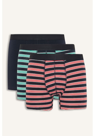 Defacto - Regular Fıt Çizgili 3'lü Boxer E0123AX24AU Lacivert Defacto - Regular Fıt Çizgili 3'lü Boxer E0123AX24AU Lacivert