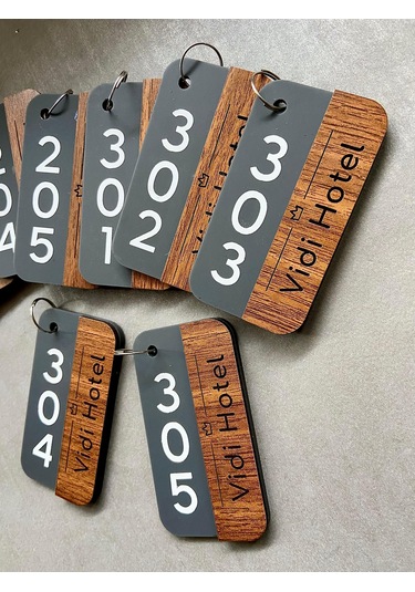 Yönline 2 Adet Anahtarlık, Otel, Pansiyon, Yurt, Butik, Bungalov Otel