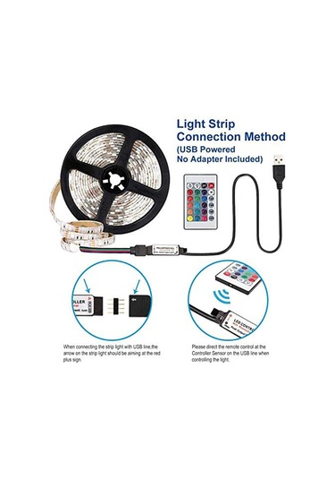 Shineyee Tv Arka Işık Seti Usb Led Şerit 2835 Tipi 16 Renkli Kumandalı 5m 300 Led Işık Kaynağı