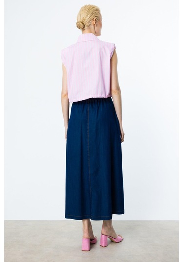 Ekol Tensel A Kesim Cepli Uzun Etek-5655 İndigo