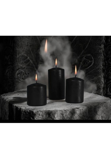 Denic 3 lü Siyah Blok Mum Silindir Mum