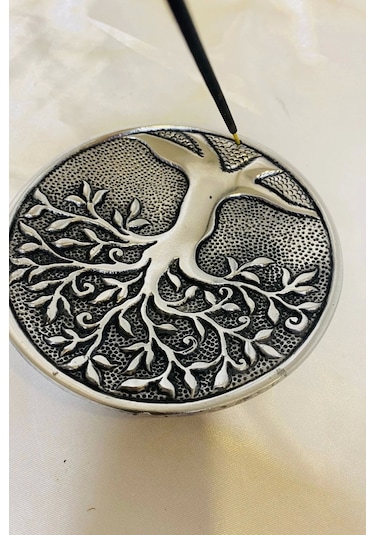 Çubuk Tütsülük İşlemeli Çelik Gümüş Hayat Ağacı Yaşam Ağacı