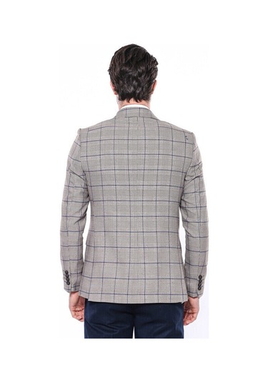Wessi Ekose Slim Fit Bej Erkek Ceket - Wessi Bej