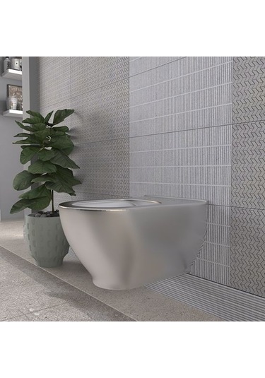 Lucco Garcia 53 CM Asma Klozet İçi Beyaz Dışı Platin