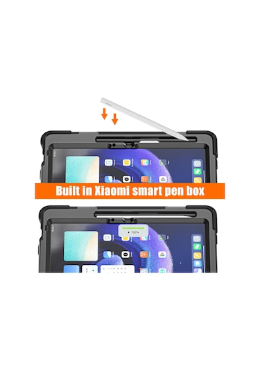 Xiaomi Uyumlu Pad 6 / Pad 6 Pro Pc + Silikon Tablet Kılıfı El Kayışı İle Dönebilen Kickstand Koruyucu Kapak