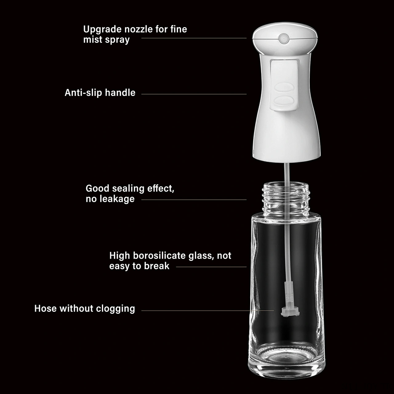 Youmex Cam Yağ Spreyi 200ml - İnce Buhar Tasarımı, Multifonksiyonel Soya Sosu, Sirke - Mutfak, Izgara, Pişirme İçin Kontrollü Yağlama Çok Renkli