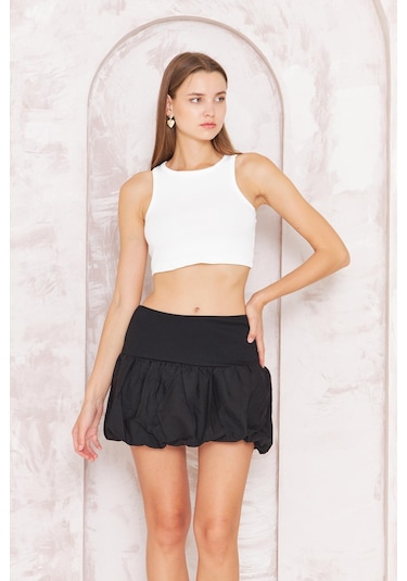 Kadın Siyah Mini Balon Etek Dm2038 Siyah