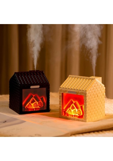 Techbloom 1 Adet Mini Ev Şekilli Nemlendirici Ve Masa Lambası Cream Color Usb İle Çalışan Taşınabilir Hava Nemlendirici Yatak Odası Oturma Odası Ofis Dekorasyonu Için Ahşap