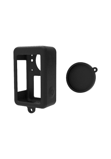 Djı Osmo Action 5 Pro / 4/3 İçin Puluz Lens Kapaklı Silikon Koruyucu Kılıf Siyah