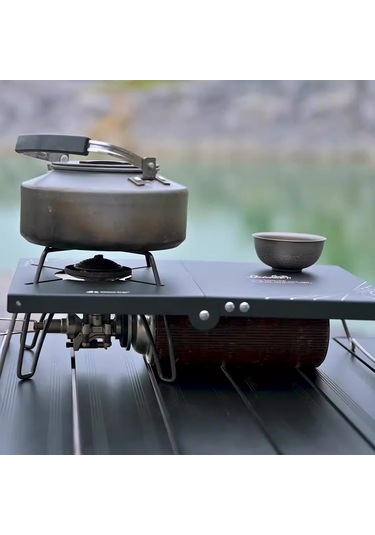 Xindoker Alüminyum Taşınabilir Kamp Masağı - Fırın Tabanlı, Katlanabilir, Dış Mekan Yeme/içme, 32x21x8cm, Gümüş Gümüş