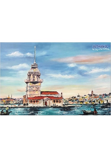 Yapışkanlı Pano/İstanbul, Kız Kulesi 33X48 Cm.