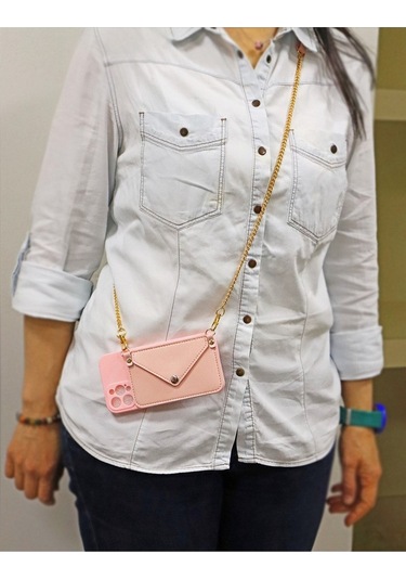 Iphone 11 Pro Max Çanta Görünümlü Kılıf Pembe