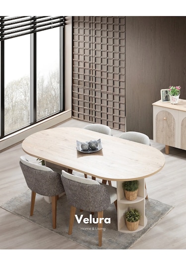 Eris Yemek Odası Takımı Yemek Masası + 4 Adet Sandalye Beyaz