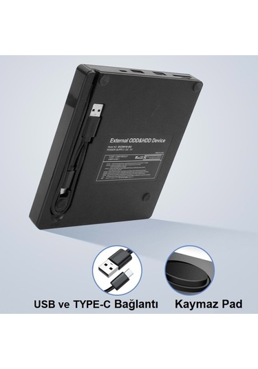 Alfalink AL-DVD20 USB + Type-C 3.0 Kart Okuyuculu Taşınabilir DVD Optik Sürücü
