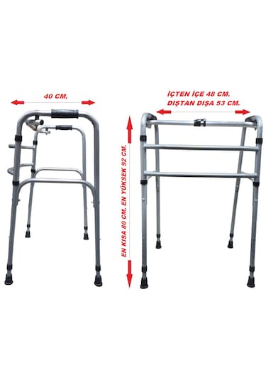 Lüx Hafif Katlanır Walker Yürüteç 130 Kg Taşıma Kapasiteli Wolker Yürüteç Hasta Yürüteci