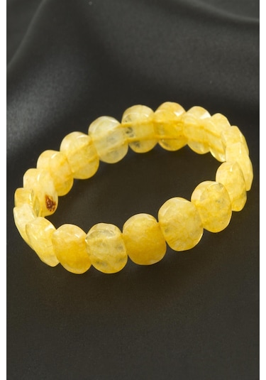 Oval Kesim Orjinal Sitrin Doğaltaşlı Bileklik 0340