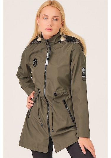 Z6689 Dewberry Içi Kuzulu Bayan Mont-Haki