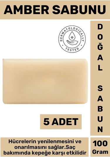 Doğal Güzel Kokulu Yenileyici Onarıcı Kepeğe Karşı Etkili Saç Güçlendirici Amber Sabunu 5 Adet