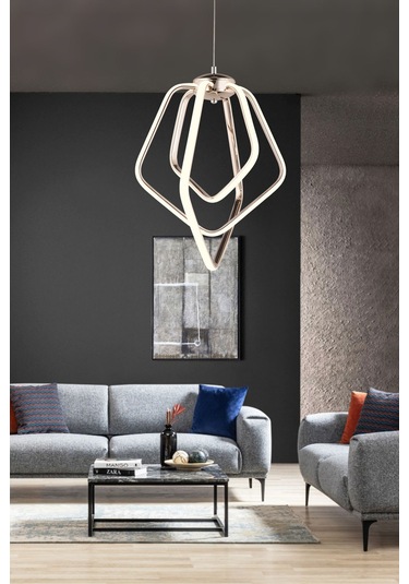 Ld 068 Model Gold 3 Renkli Salon Ve Oturma Odası İçin İdeal Alüminyum Avize, 40x70 Gold