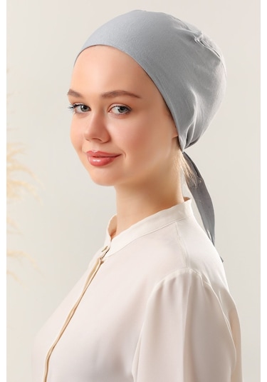 Melodi Scarf Dikişsiz Penye Bone Açık Gri Açık Gri